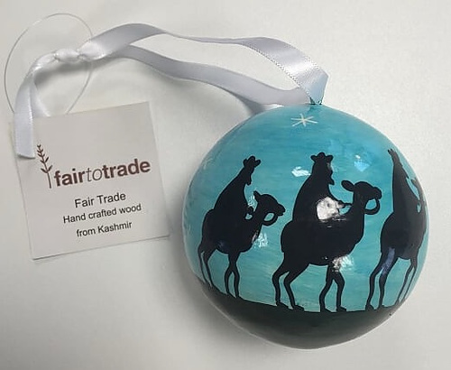 Large Papier Mache Wise Men & Stable Bauble