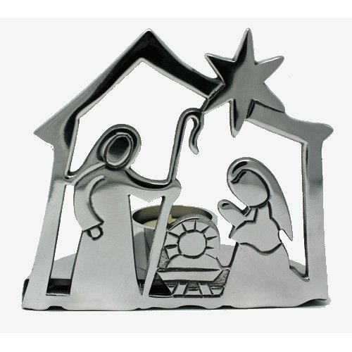 Aluminium Nativity Tea Light Holder