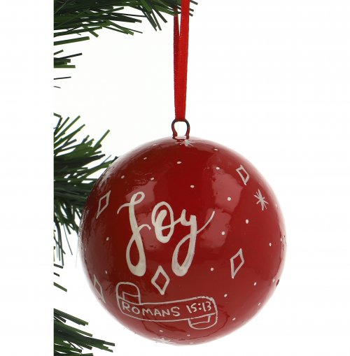 Joy Red Christmas Tree Bauble