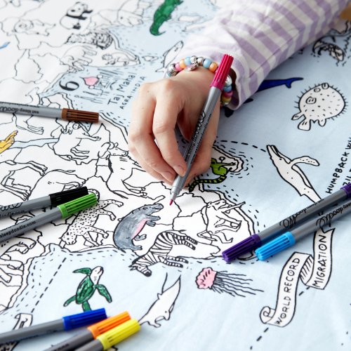 World Map Tablecloth - Colour In & Learn