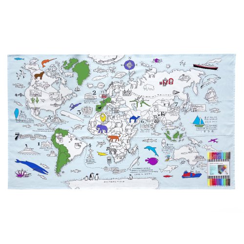 World Map Tablecloth - Colour In & Learn