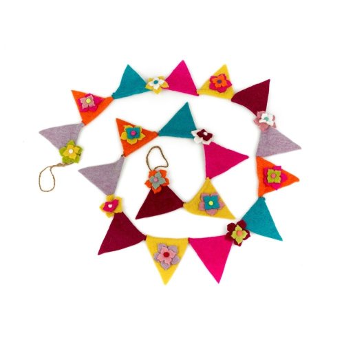 Handmade Felt Bright Blooms Bunting 200cm Garland Home Decoration