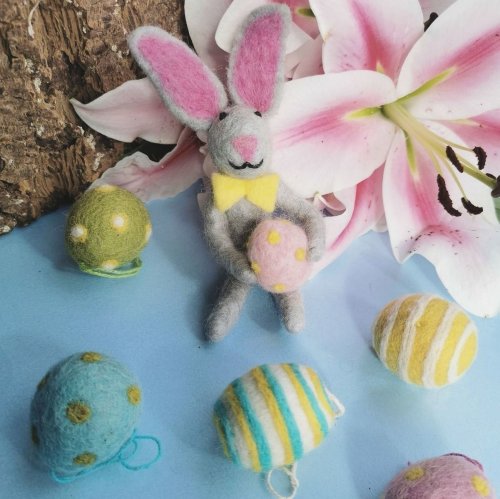 Handmade Needle Felt Easter Eggs (Bag of 5) Hanging Easter Decoration