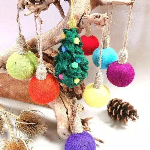 Handmade Felt Colourful Christmas Tree Hanging Decoration