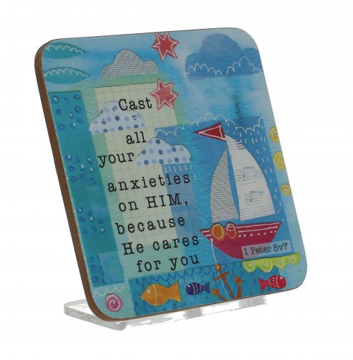 Cast All Your Anxieties Coaster