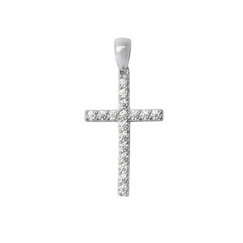 Silver CZ Cross Pendant