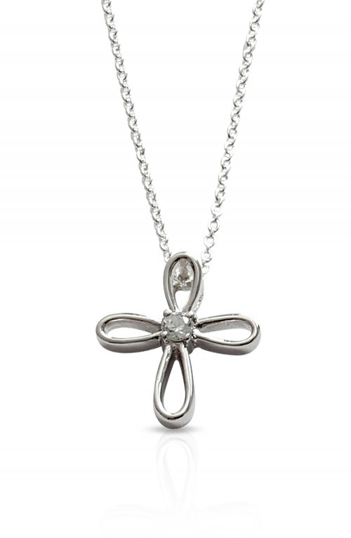 Silver Loop Cross Pendant with CZ Centre