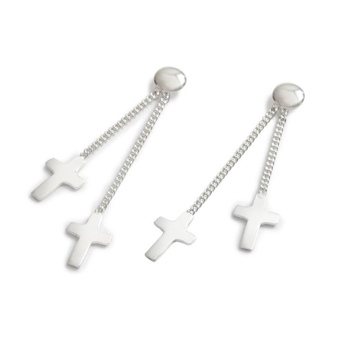 Sterling silver Cross Drop Earrings