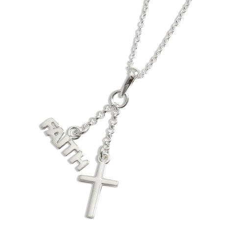 Silver Cross and 'FAITH' pendant