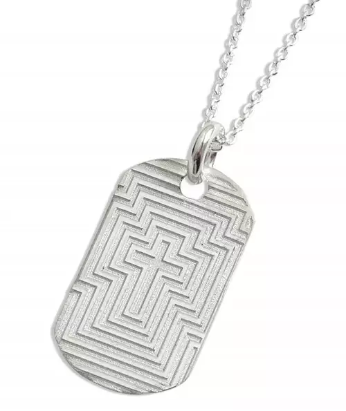 Silver Maze Effect Cross Pendant