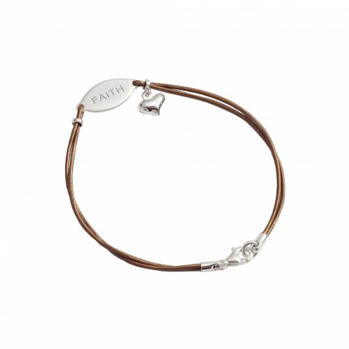 Faith Leather Bracelet with Heart Charm