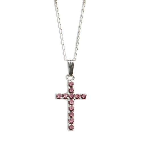 Light Rose Swarovski Crystal Cross Pendant