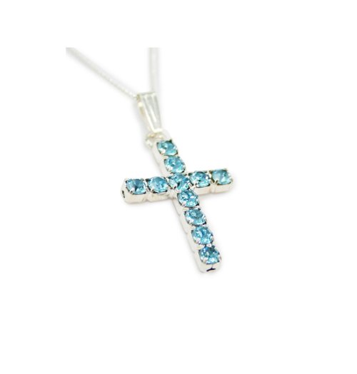 Aqua Swarovski Crystal Cross Pendant