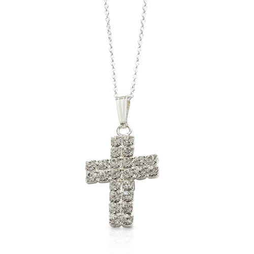 Double Row Swarovski Crystal Cross Pendant