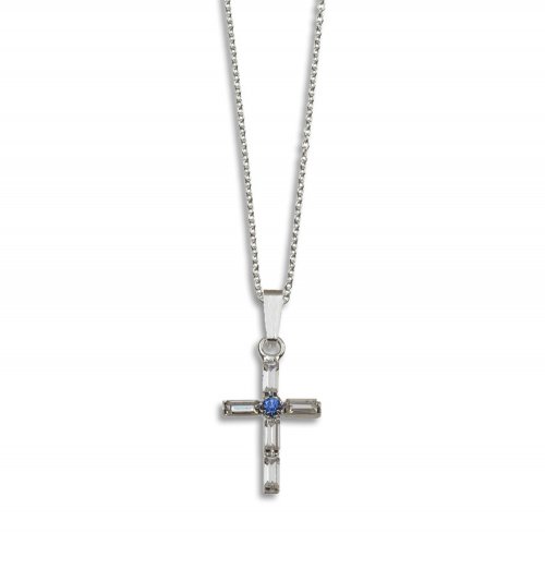 Swarovski Crystal Baguette Pendant with Blue Centre