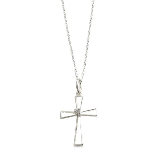 Fine Triangular Cross Pendant with CZ Centre