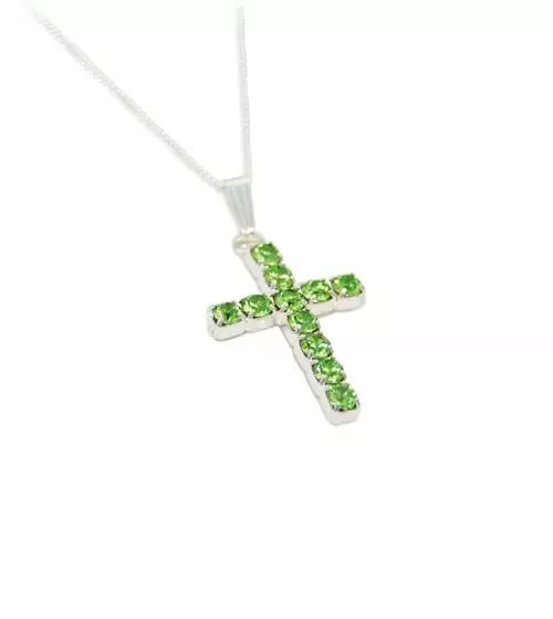 Peridot Swarovski Crystal Cross Pendant