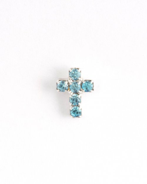 Swarovski Crystal Aqua Cross Pin