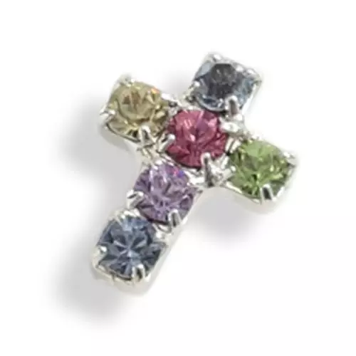Swarovski Crystal Multi -Coloured Cross Pin