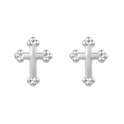 Sterling Silver Club Cross Earrings