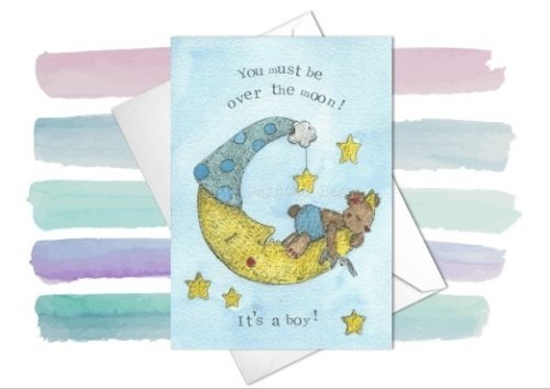 New Baby Card Over The Moon Single card