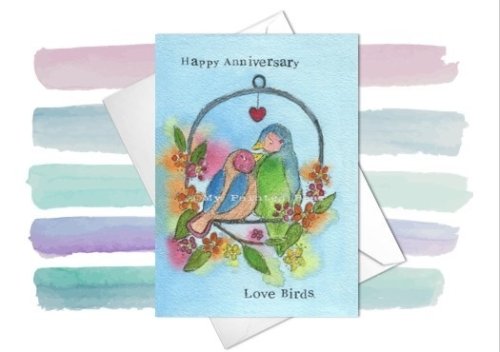 Anniversary Card Love Birds Single card