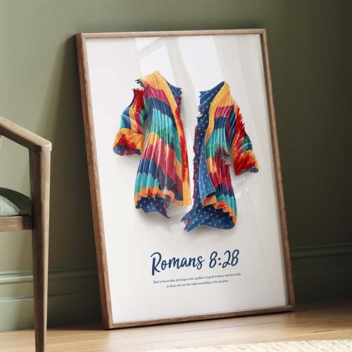 Joseph Coat Romans 8:28 A4 Christian Art Print