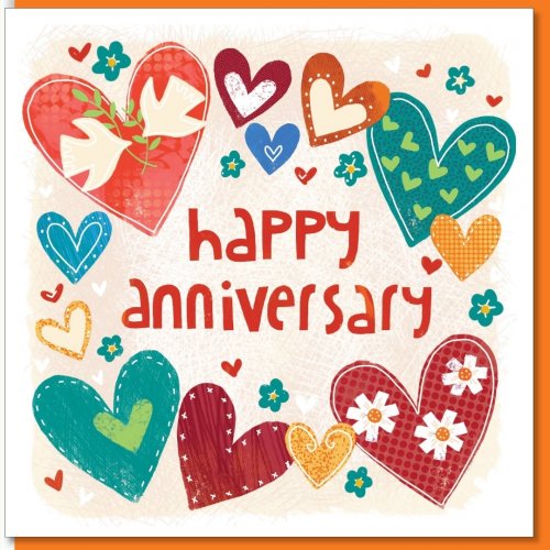 Anniversary Hearts & dove Greetings Card