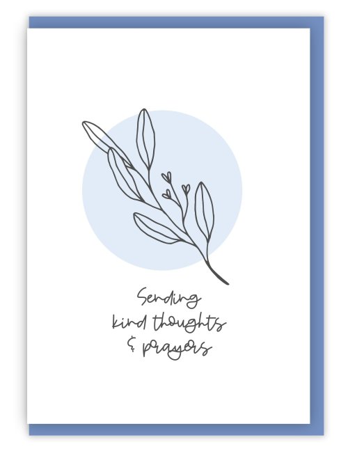 'Kind Thoughts & Prayers' (Flora) with bible verse A6 Sympathy Card