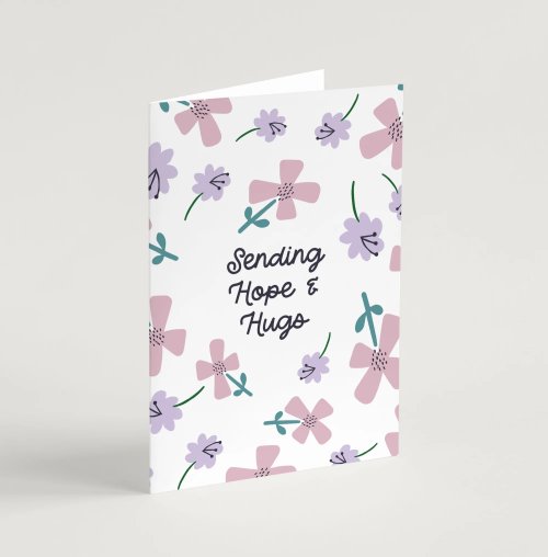 'Sending Hope and Hugs' (Petals) with bible verse A6 Greeting Card