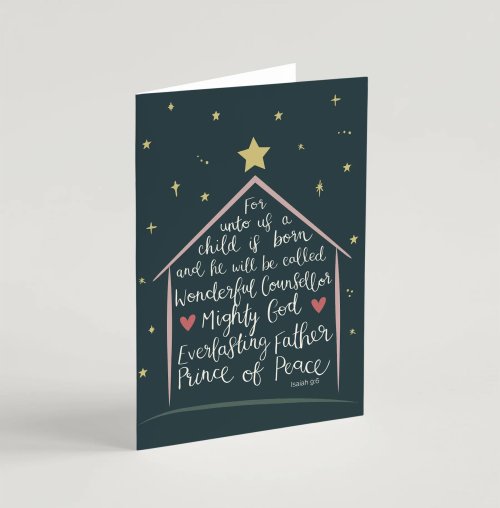 Star and Stable Navy Christmas Cards - 10 Pack - Cello Packaging