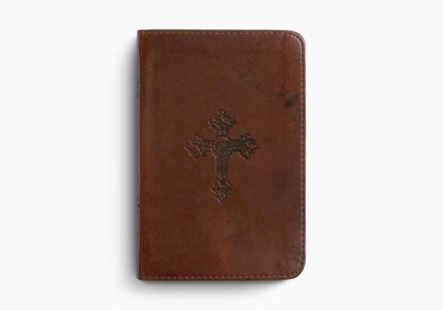 ESV Compact Bible (TruTone, Walnut, Weathered Cross Design)