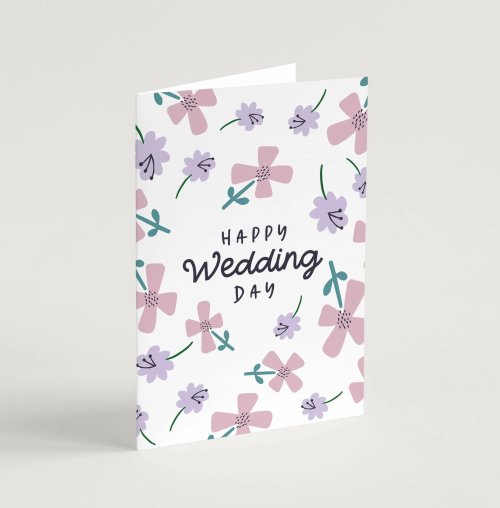 'Happy Wedding Day' (Petals) with bible verse A6 Greeting Card