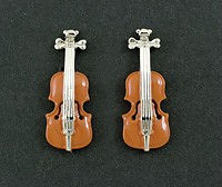 Violin cufflinks In Brown and Silver