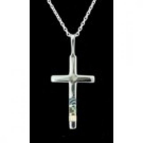 Silver Cross with Paua Shell Inlay