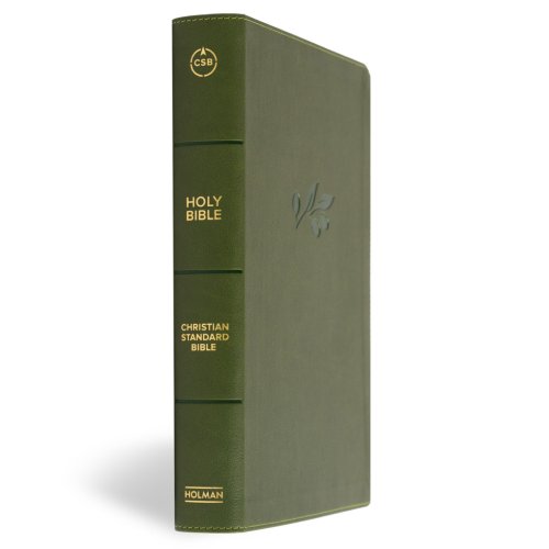 CSB Giant Print Single-Column Bible, Olive LeatherTouch