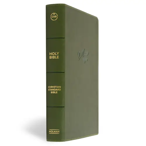 CSB Giant Print Single-Column Bible, Olive LeatherTouch