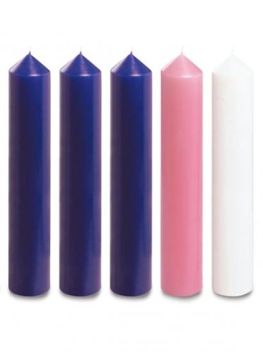 18" x 2" Advent Candle Set - Purple, Pink & White (Over Dipped)