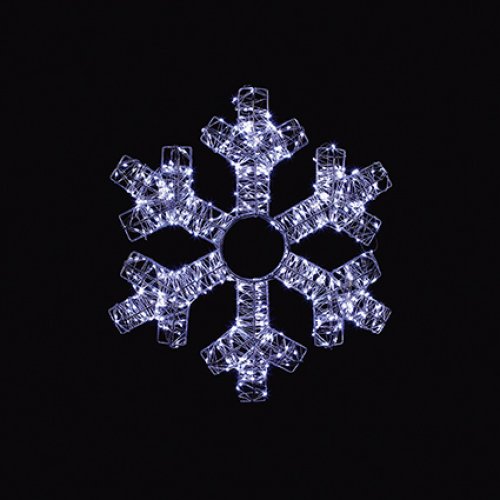 42cm Silver Snowflake with 600 White Twinkling LEDs