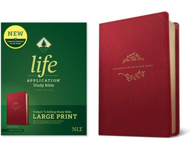 NLT Life Application Study Bible, Third Edition, Large Print (LeatherLike, Berry, Red Letter)