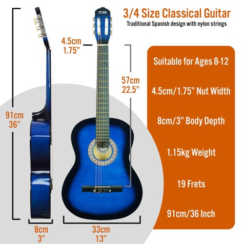 3rd Avenue 3/4 Size Classical Guitar Pack - Blueburst