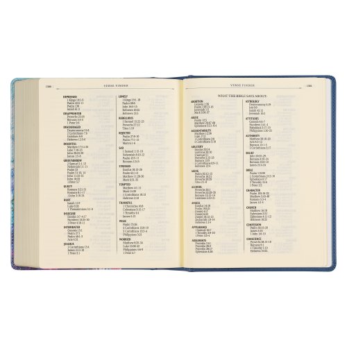 KJV Note-Taking Bible-Blue Floral Faux Leather Hardcover