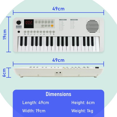 Axus Mini Keyboard 37 Key Keyboard - White