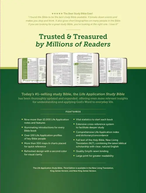 NLT Life Application Study Bible, Third Edition, Large Print (LeatherLike, Meadow Teal, Indexed, Red Letter)