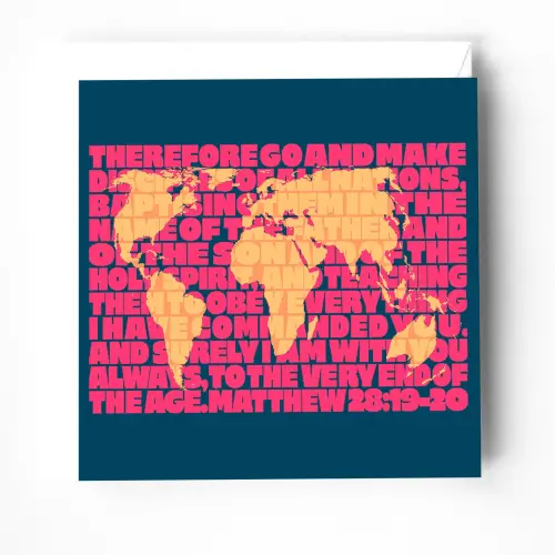 The Great Commission Christian greeting card. Matthew 28
