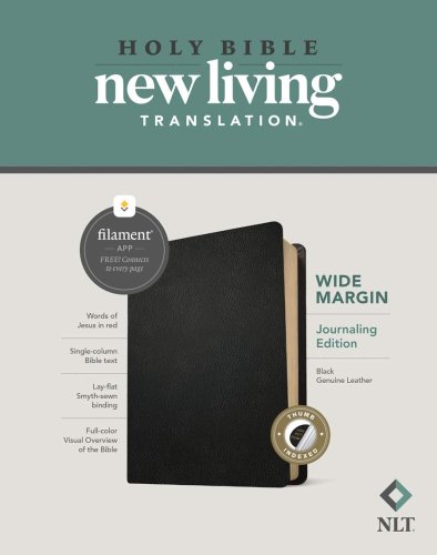 NLT Wide Margin Bible, Filament Enabled (Genuine Leather, Black, Indexed, Red Letter)