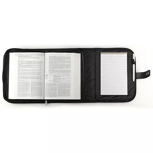 Medium Three-Fold Organizer Black Polyester Bible Cover