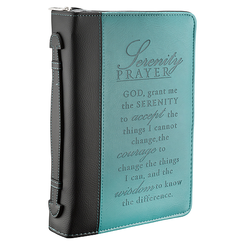 Medium Bible Cover - Serenity Prayer (Aqua) Imitation Leather