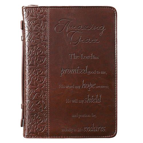 Medium "Amazing Grace" Brown LuxLeather Bible Cover