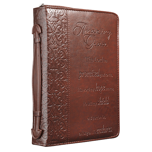 Medium "Amazing Grace" Brown LuxLeather Bible Cover